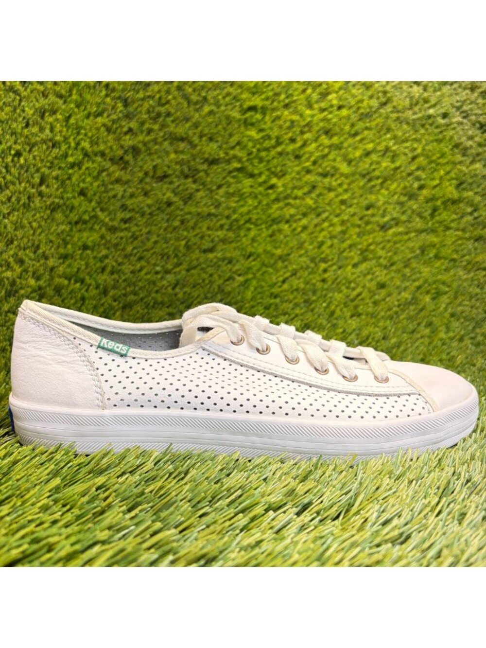 Keds Kickstart Womens Size 7.5 White Athletic Leather Walking Shoes Sneakers